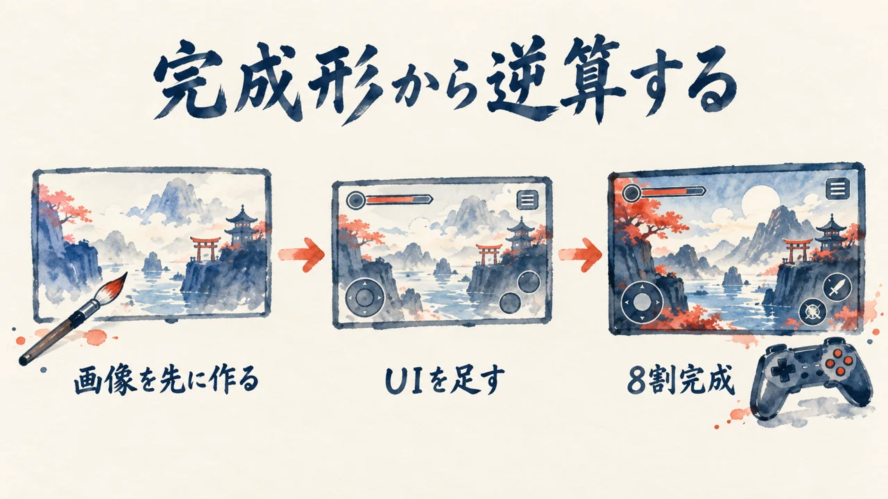 完成形から逆算するゲーム制作フローの図解