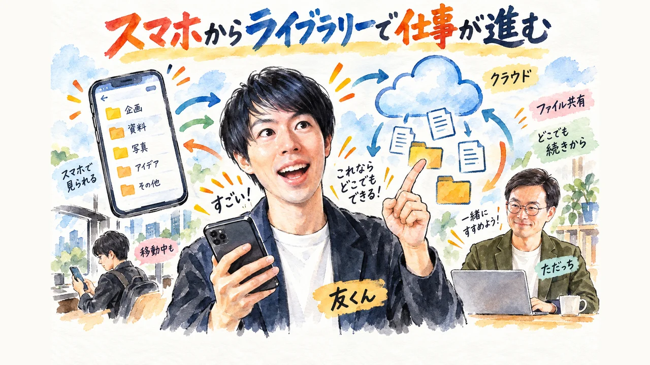 スマホからライブラリーで仕事が進む 図解