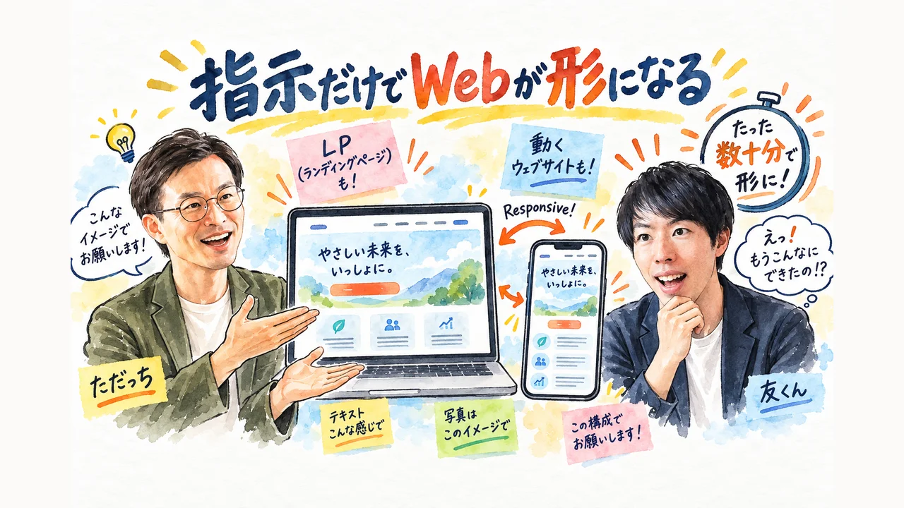 LPも動くウェブサイトも、指示するだけで数十分で形になる グラレコ