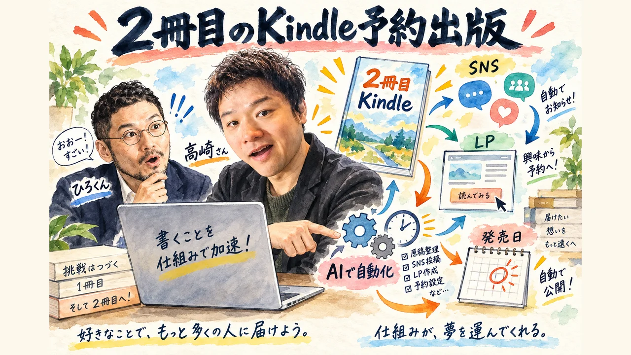 高崎さんの2冊目Kindle予約出版をAIツールで自動化する図解