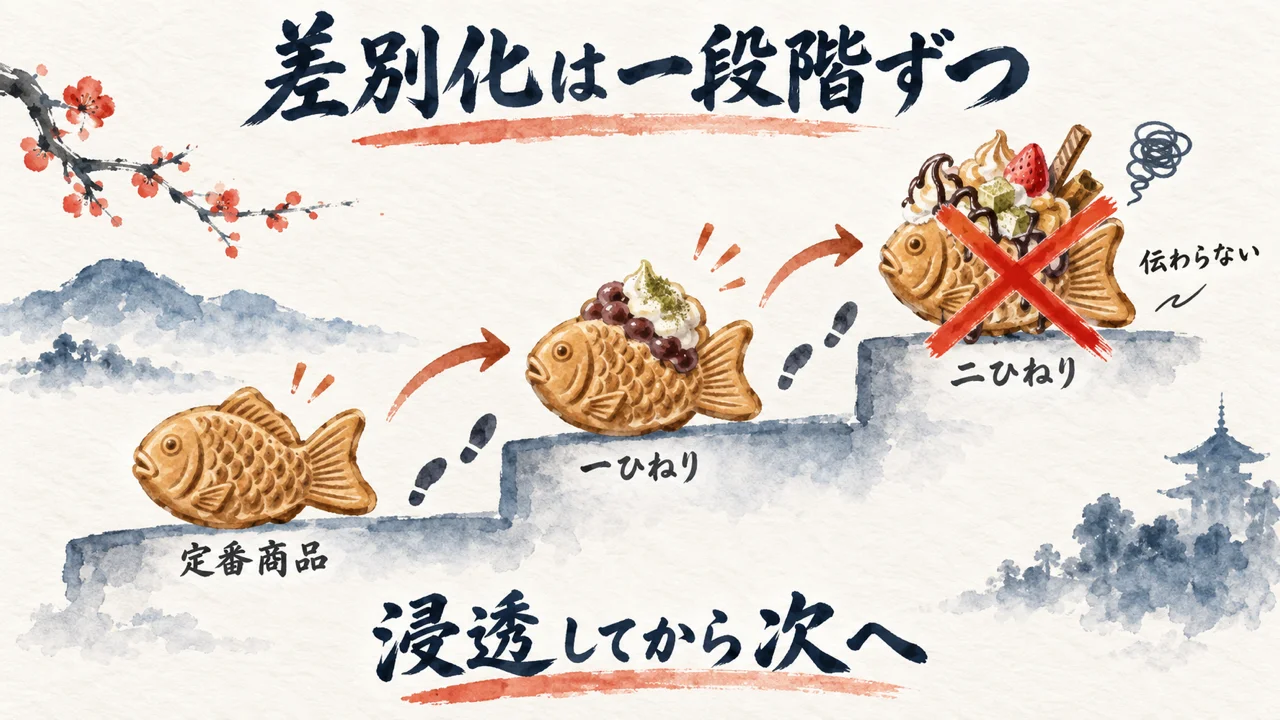 差別化は一段階ずつ 一ひねり図解