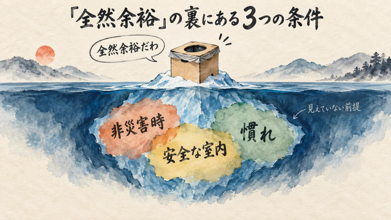 段ボール便座の「全然余裕」に潜む3つの前提