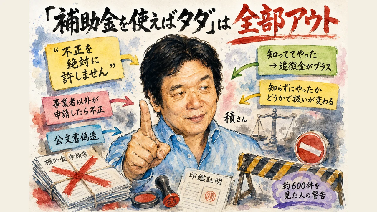 補助金の申請でアウトになる境目と勧誘の手口を整理した図解
