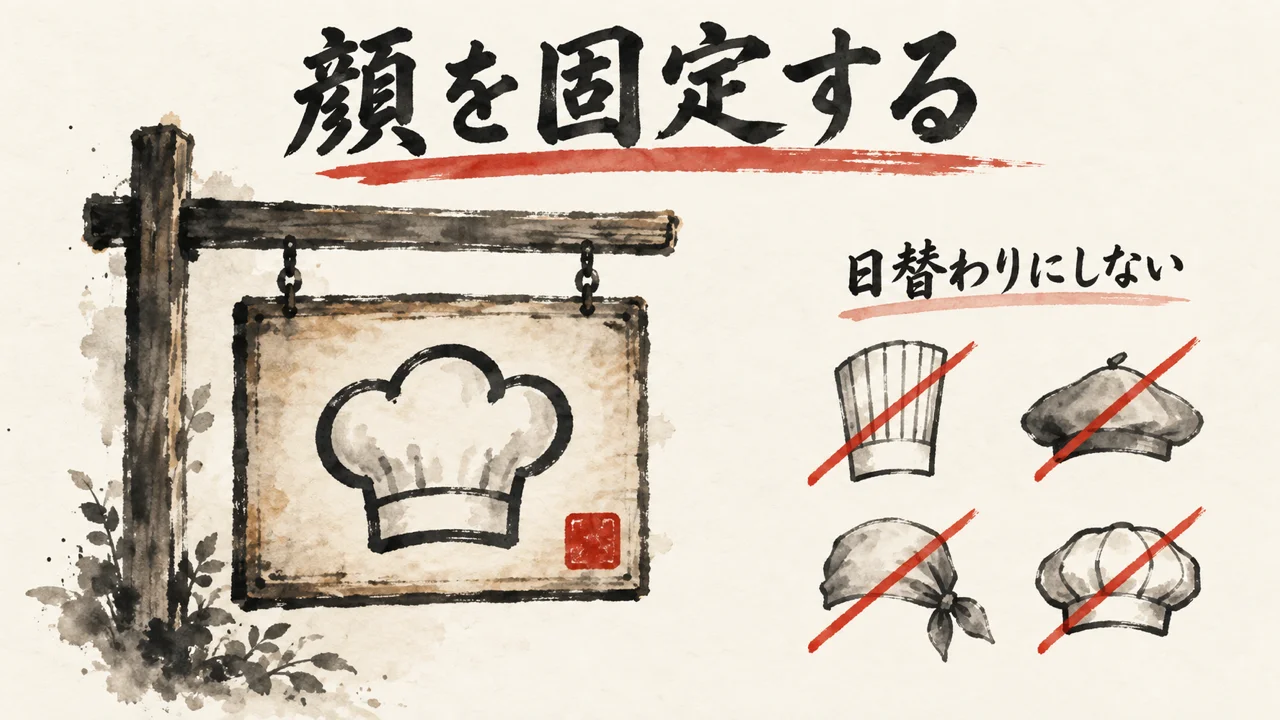 顔を固定する。日替わりシェフにしない図解