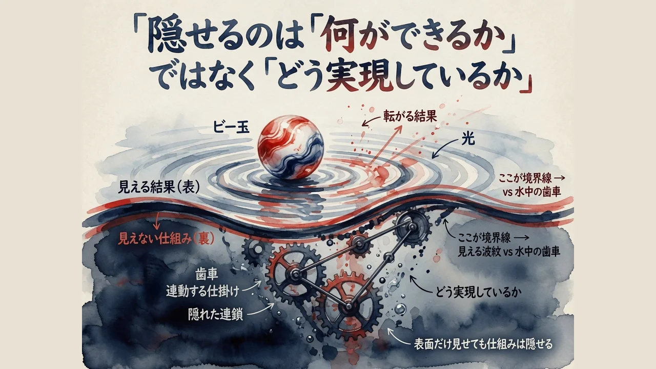 隠せるのは実現方法だけという図解
