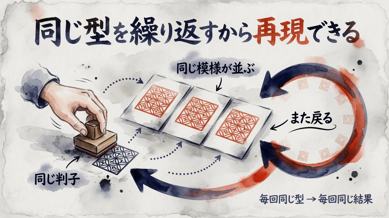 同じ型を繰り返すから再現できることの図解
