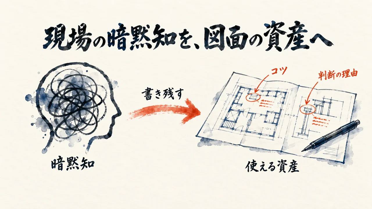 現場の暗黙知を図面の資産へ書き残す図解