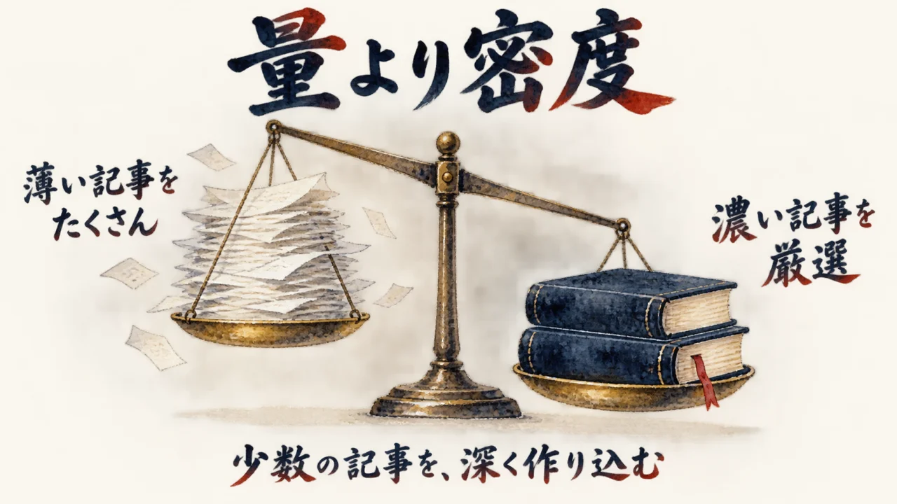 「LLMO対策は大量に記事を書くのではなく少なくても濃い記事を書く」——量より密度で厳選する