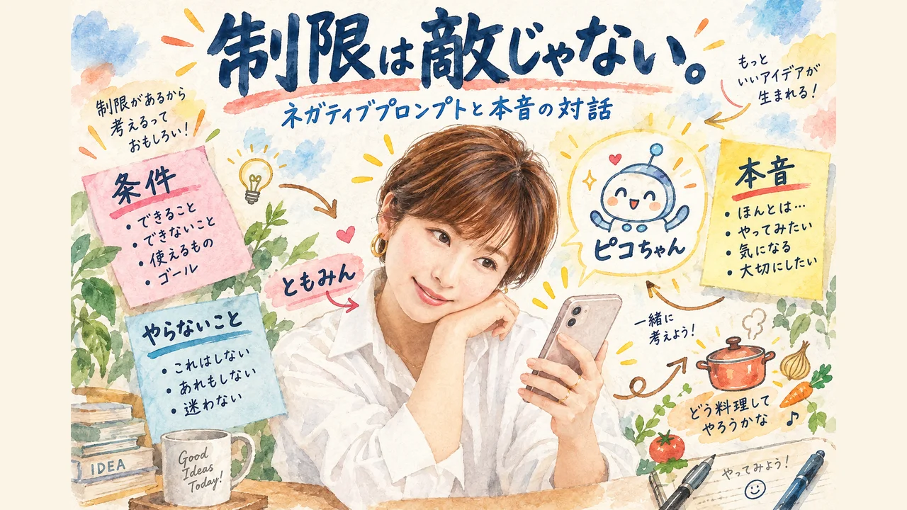 制限は敵じゃないというピコちゃんとの対話の図解