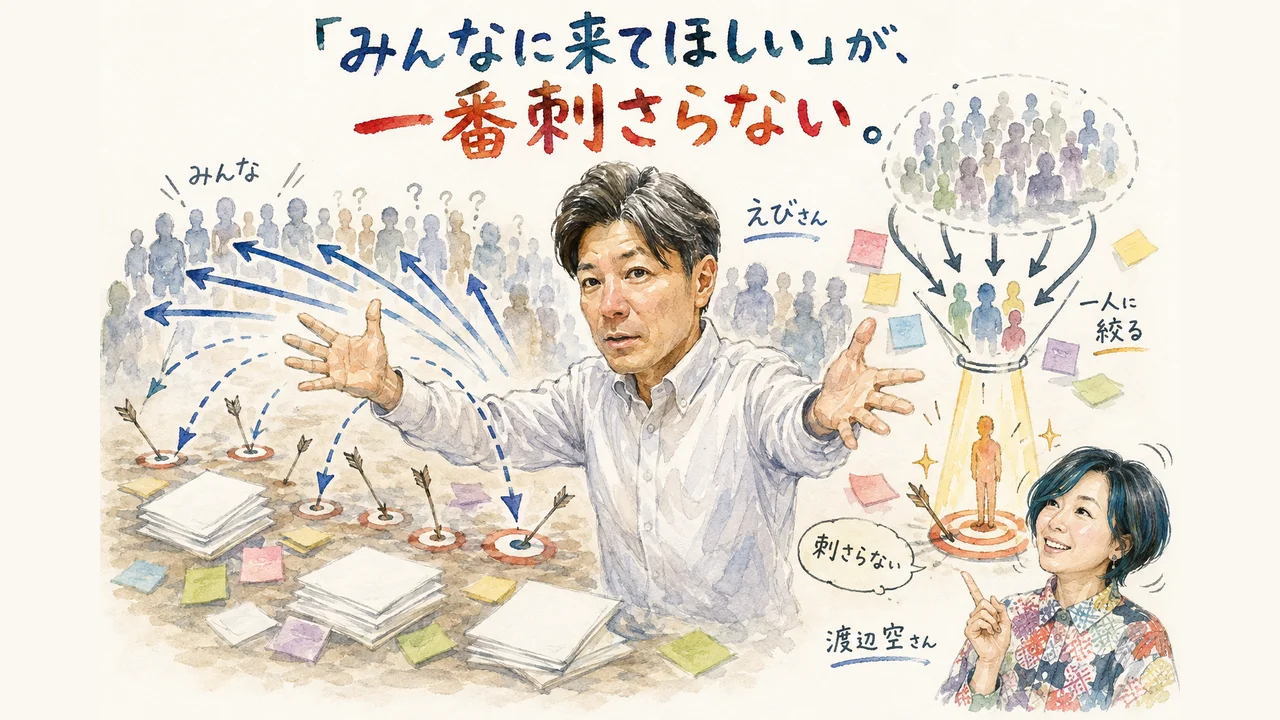 「みんなに来てほしい」が一番刺さらない理由を示すグラフィックレコーディング