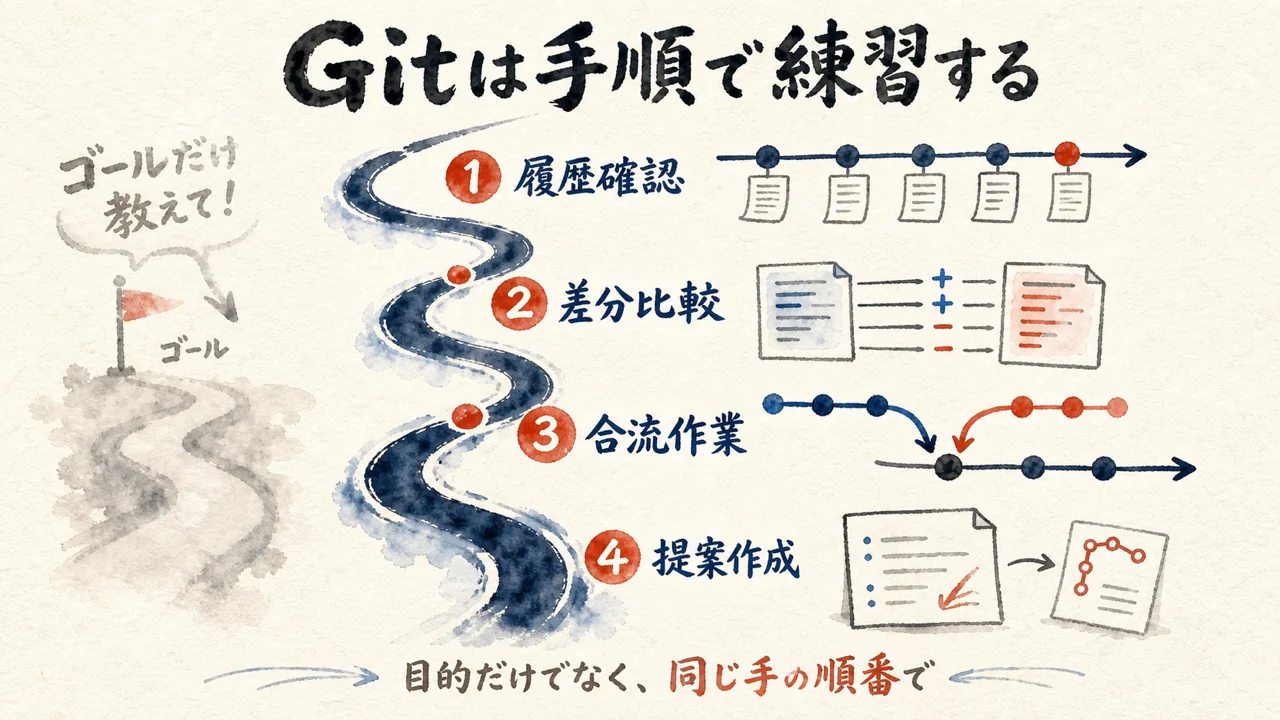 Gitの同じ手順を残す流れ図