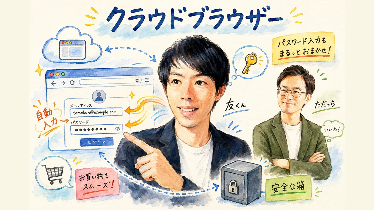 パスワード入力まで代わりにやるクラウドブラウザーの図解