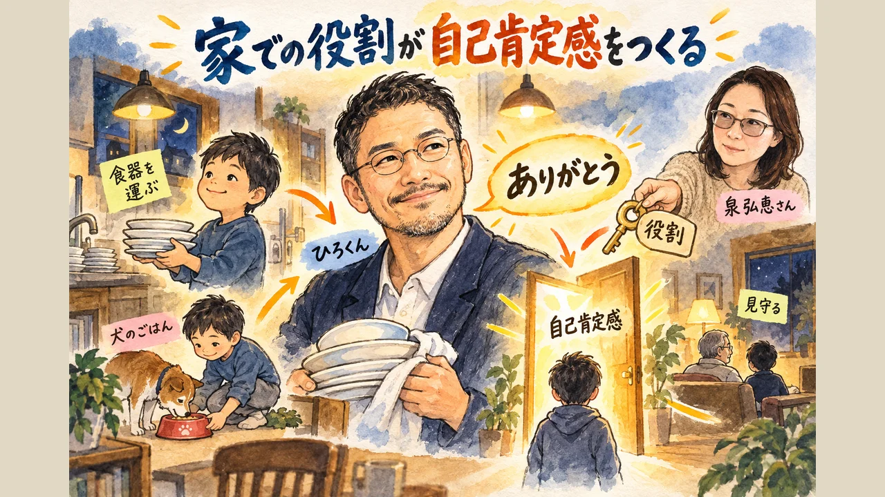 家での「役割」が、不登校の子の自己肯定感をつくる グラレコ