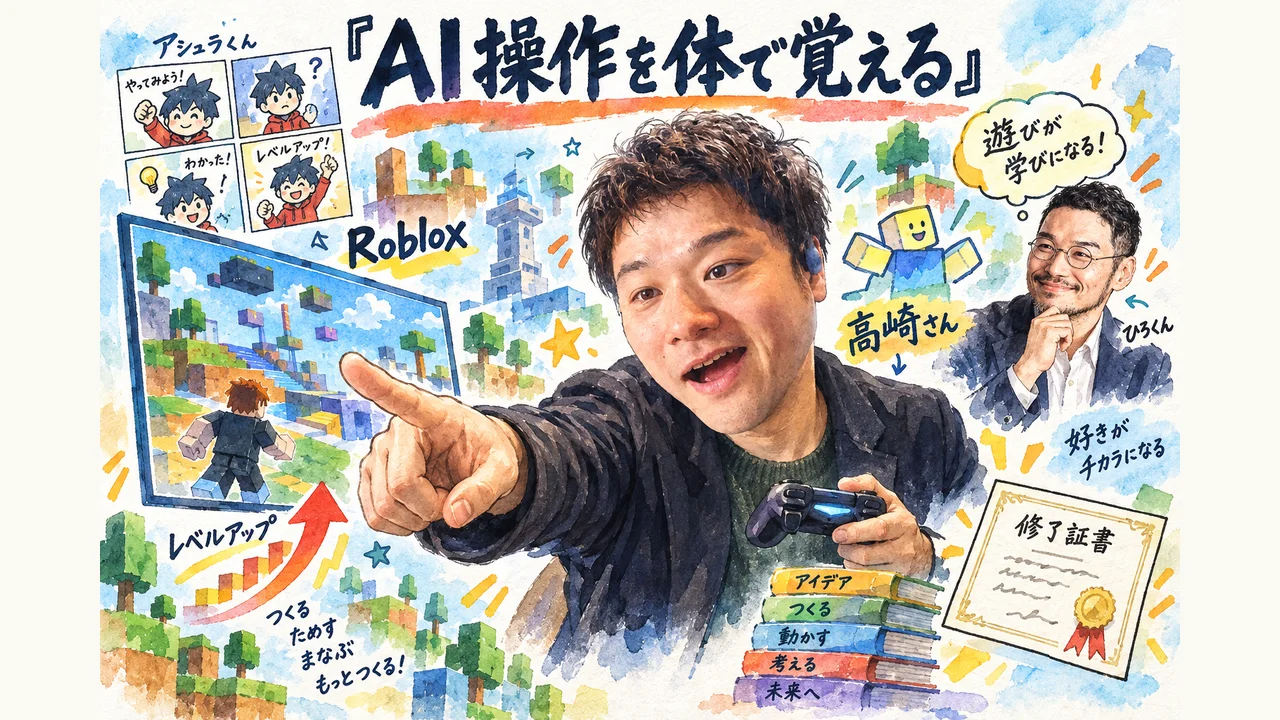 アシュラくん漫画とRobloxでAI操作を体で覚える図解