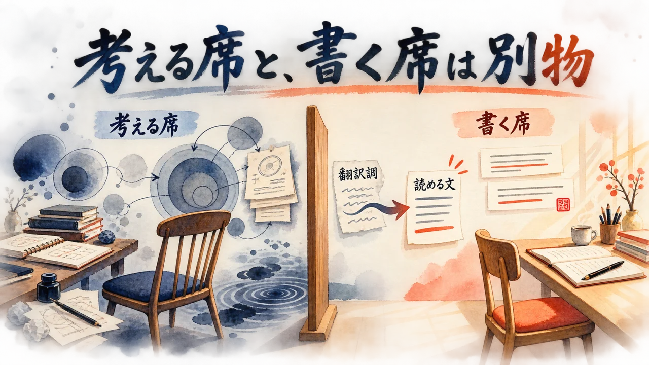 考える席と書く席を分ける対比図