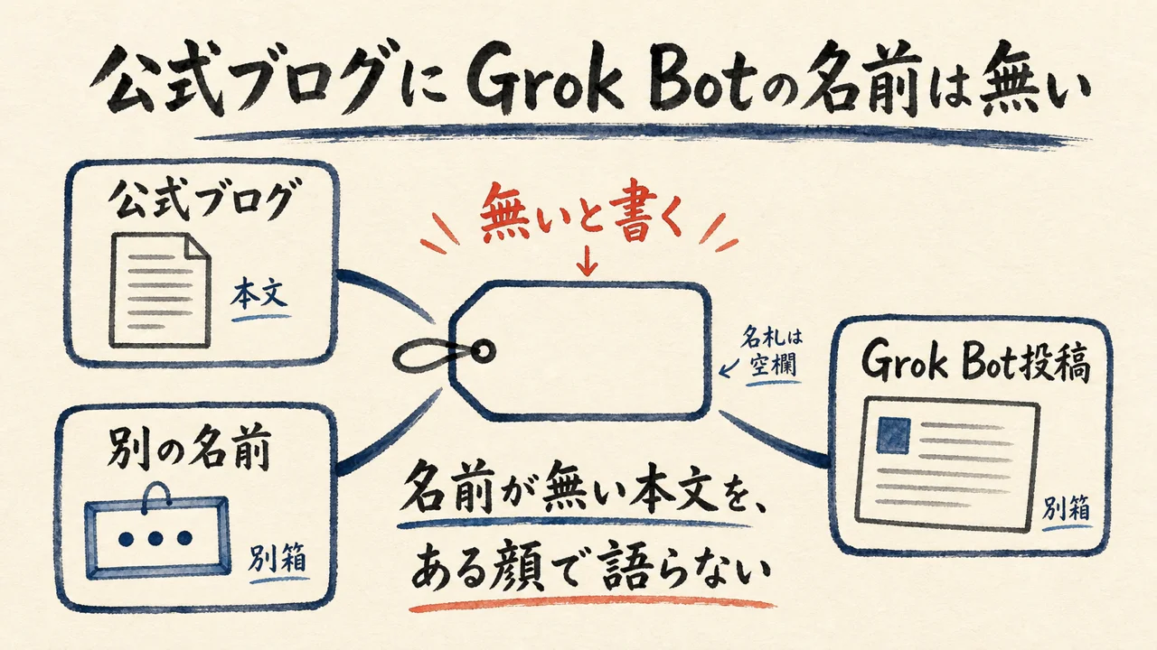公式ブログにGrok Botの名前は無い