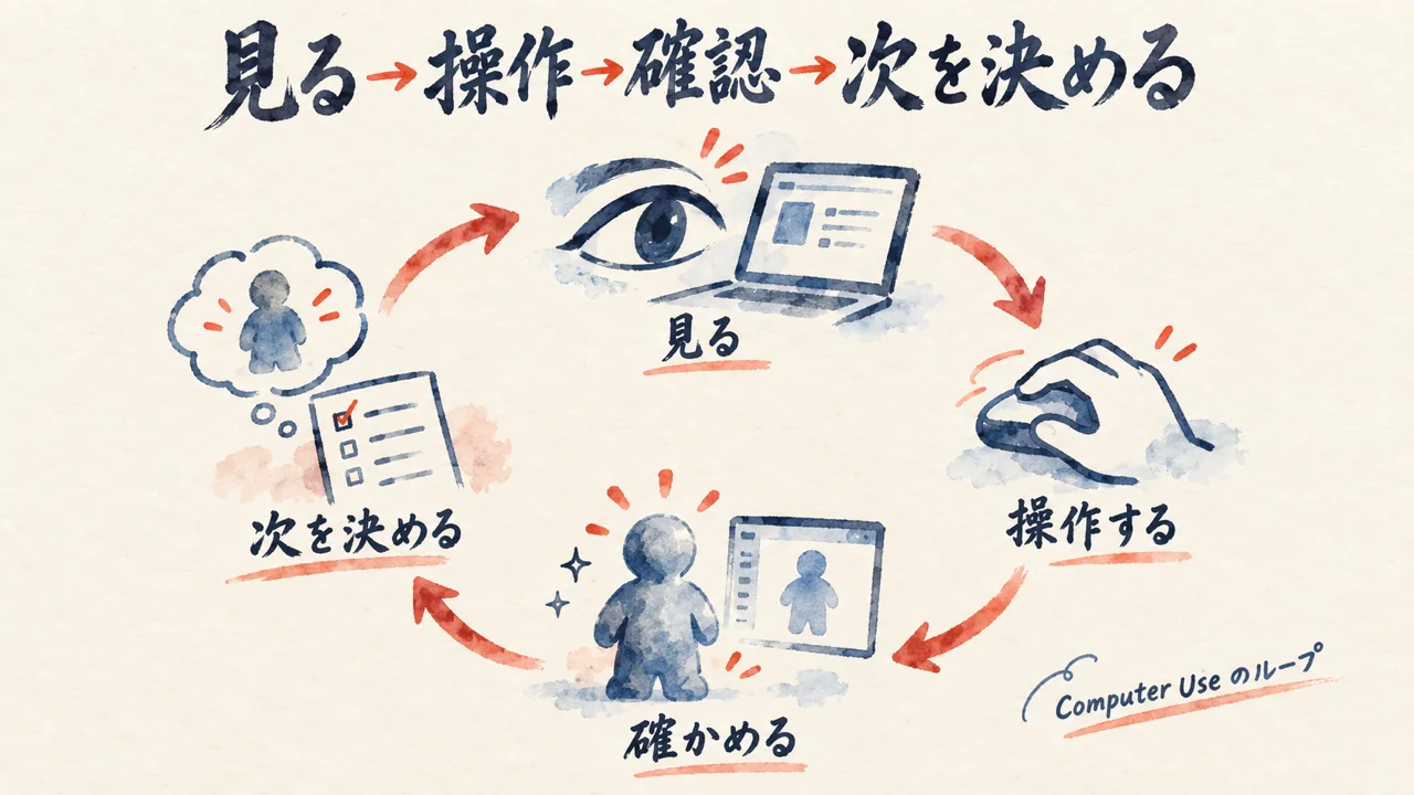 見る操作確認次を決めるComputer Useループ図解