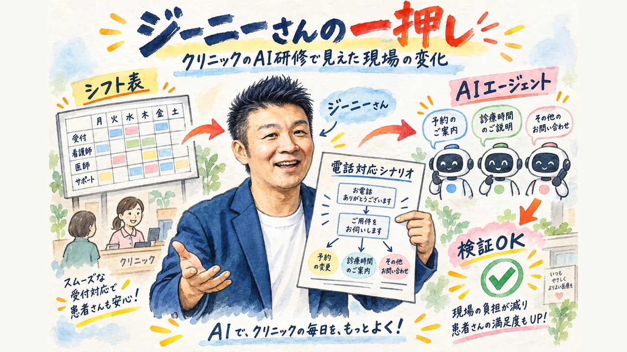 クリニックのAIエージェント研修事例 図解