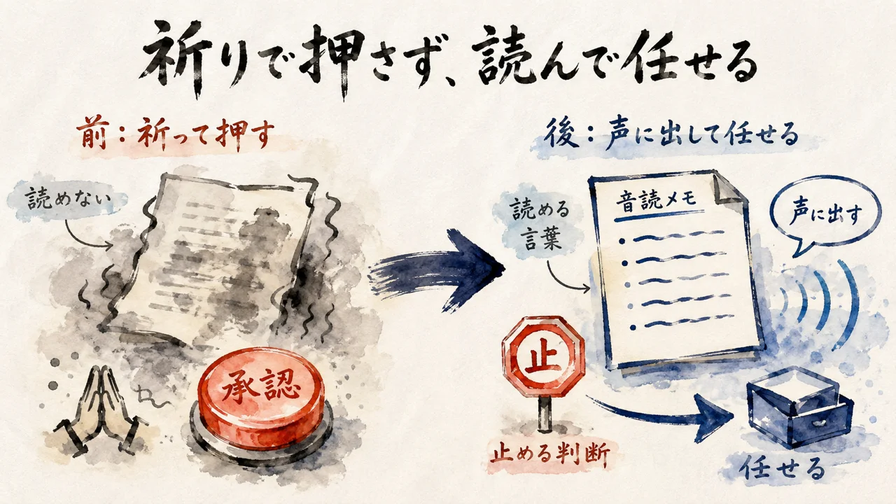 祈りの承認と読んでから任せる前後図