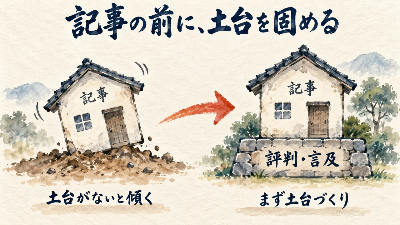 「記事を書き始める前に埋めておくべき土台がある」——正直な告白の中身
