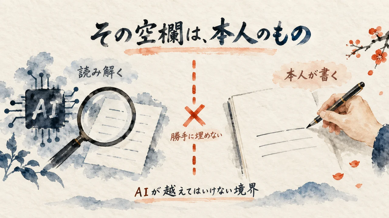 AIが空欄を勝手に埋めない境界線を示す図