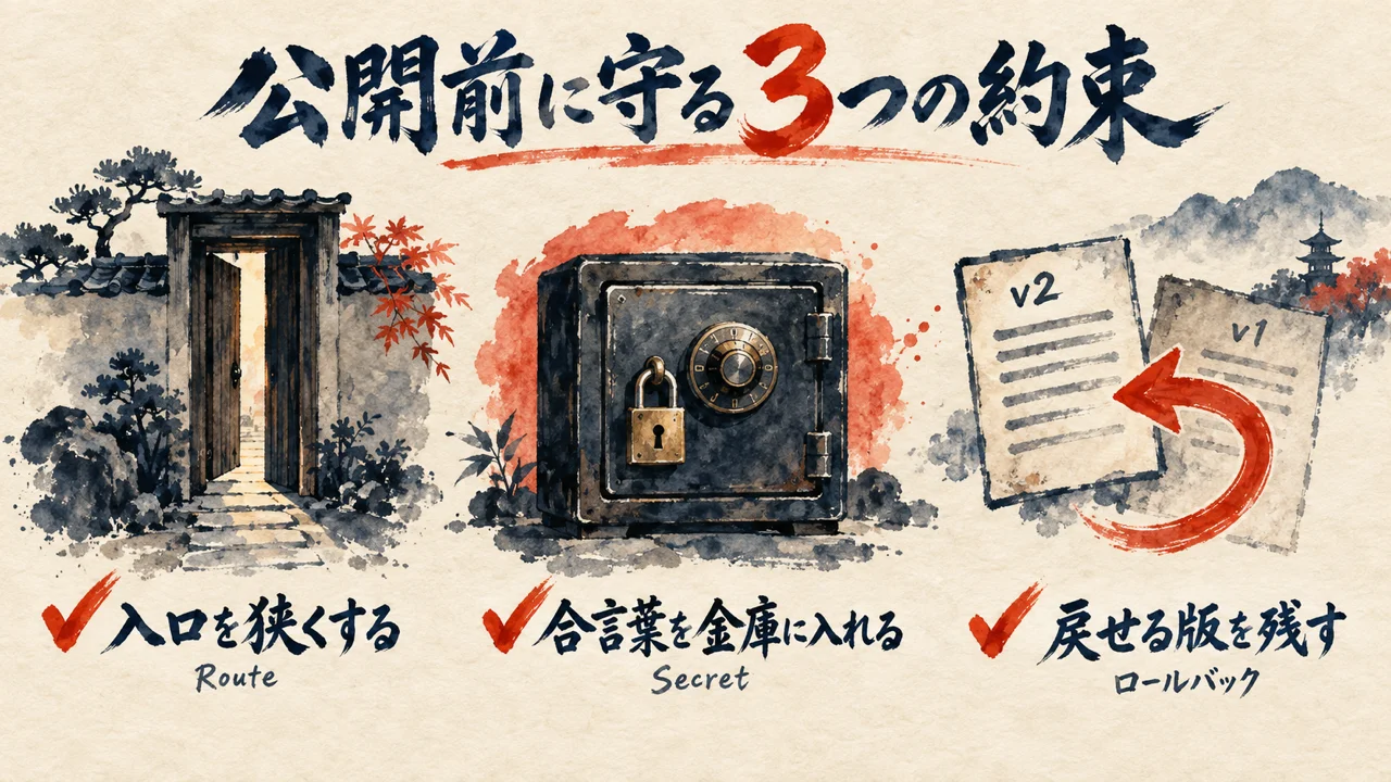 最初のWorkerは「/api/」など狭い担当範囲だけに絞って公開し、変更内容を1行メモしてから世に出す。