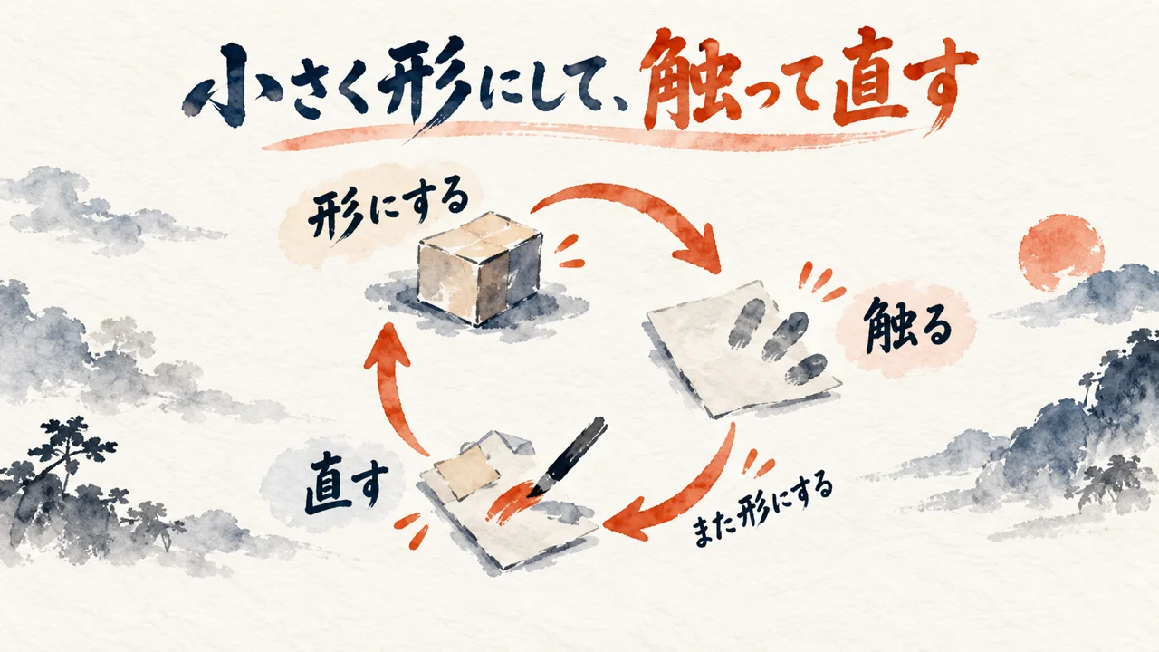 形にする、触る、直すを繰り返す循環の図解
