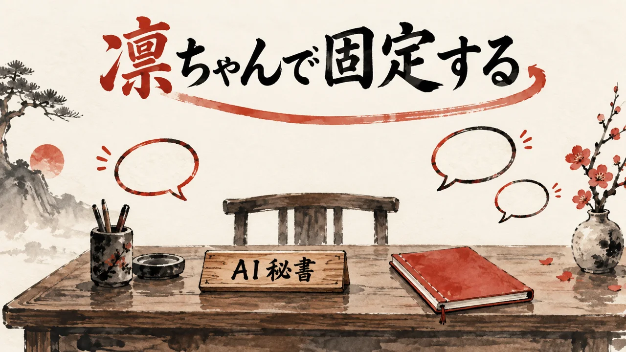 顔と口調は、AI秘書の凛ちゃんで固定する図解
