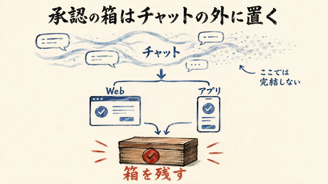 承認の箱はチャットの外に置く