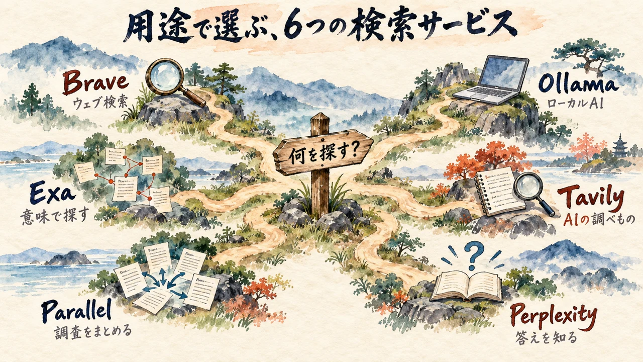 「用途別に整理すると分かりやすいでしょう」——6サービスの選び方の地図