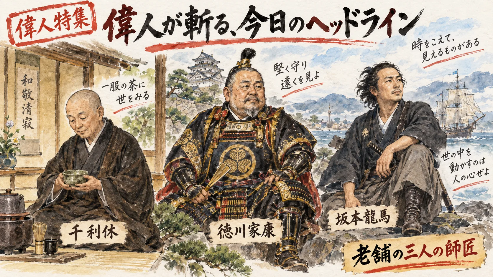 偉人3名のグラレコ解説