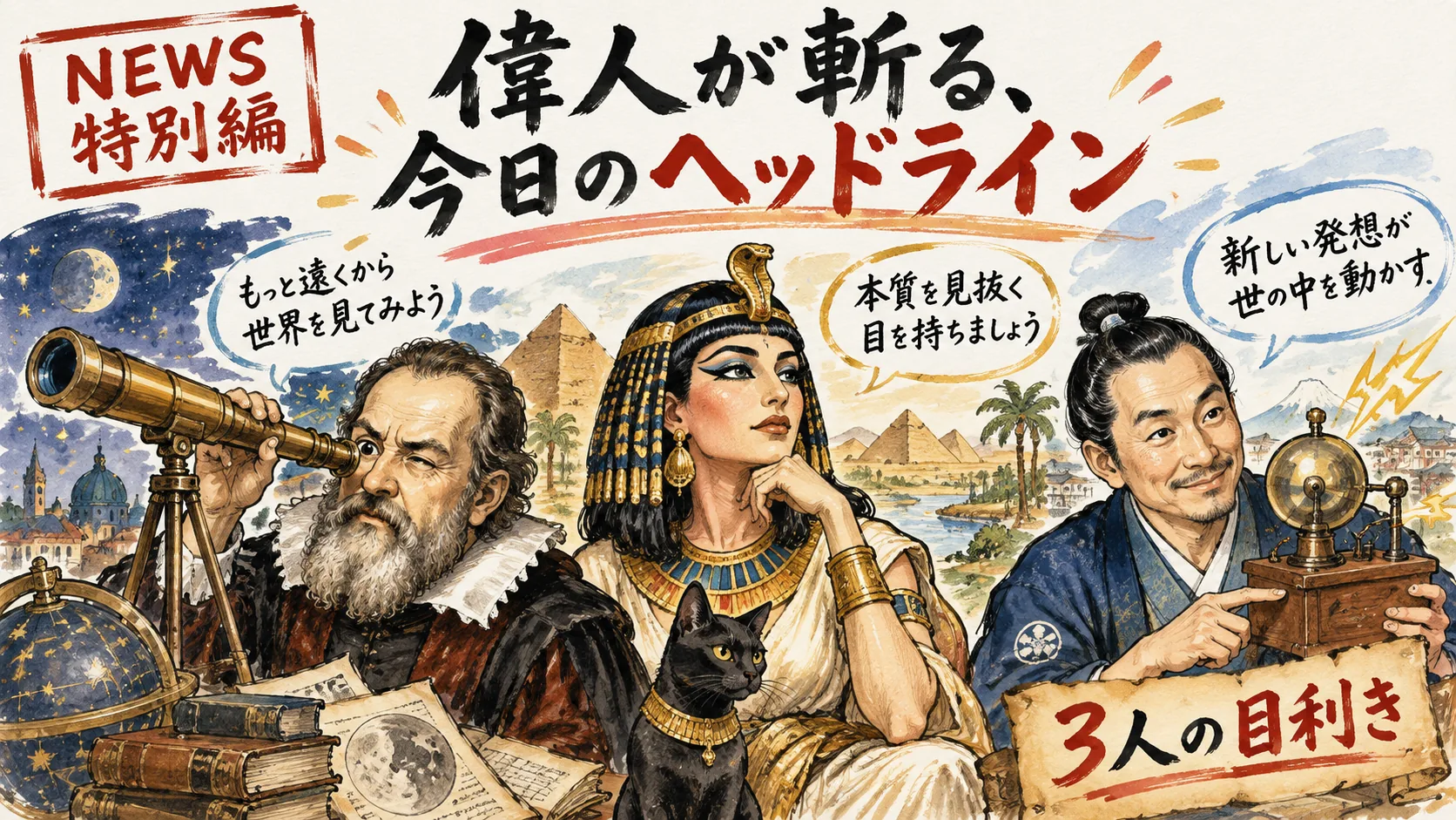 偉人3名のグラレコ解説