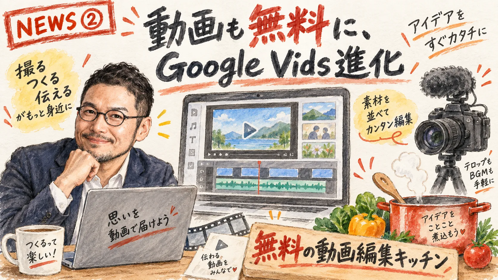 Google Vids無料HD動画生成のグラレコ解説