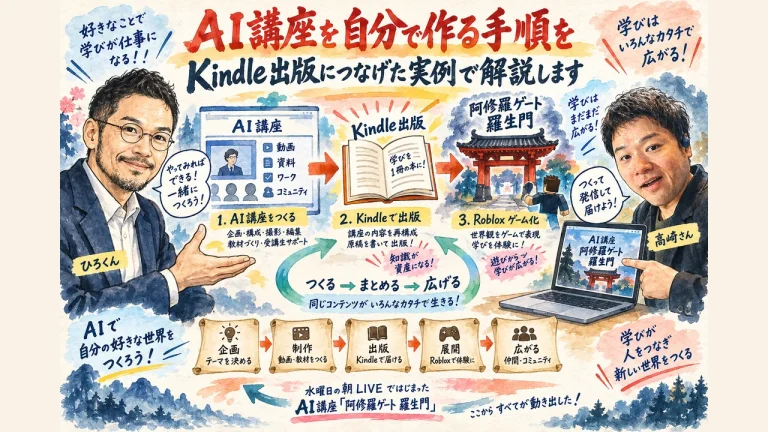 AI講座を自分で作る手順をKindle出版につなげた実例の全体図解