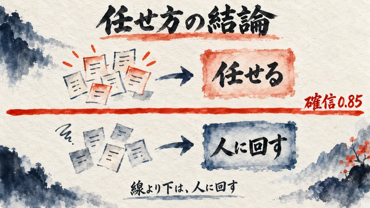 確信0.85の線より上は任せる、下は人に回す