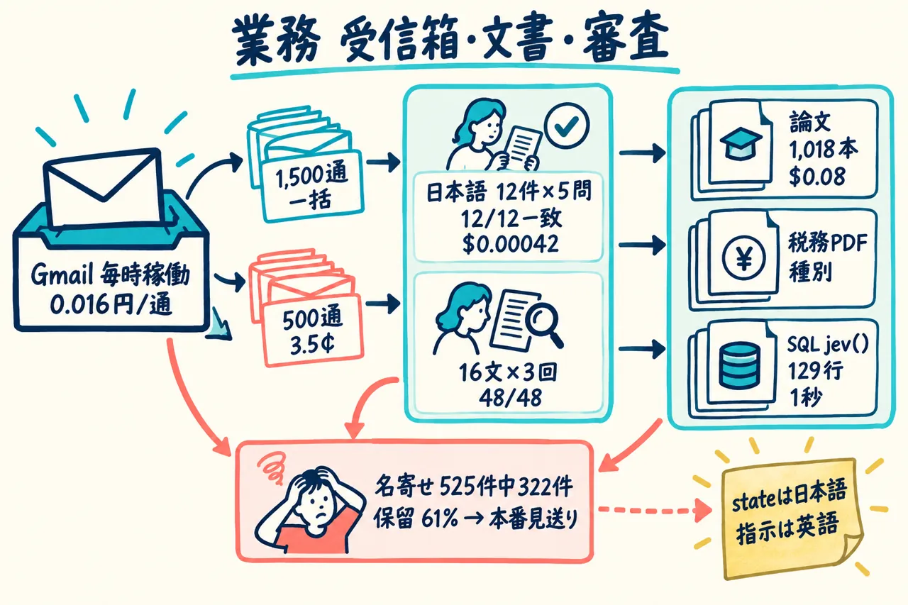 特集資料より：受信箱・文書・審査の事例マップ（名寄せの失敗談も）