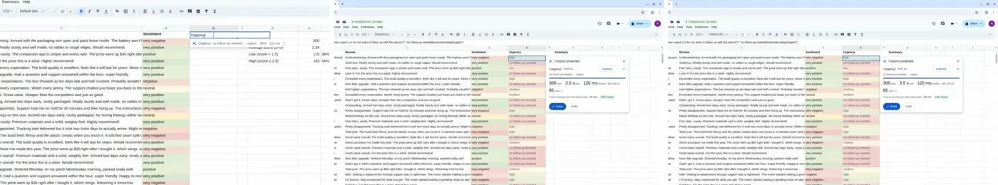 nader dabitさんの動画より。「Urgency」列を足すと各行に緊急度が付く（動画キャプチャ3コマ）