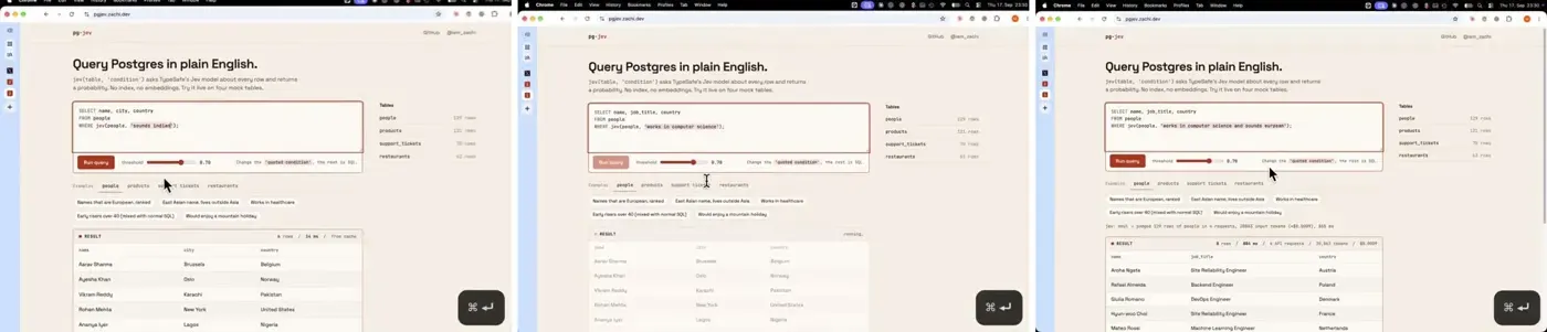 Zachiさんの動画より。SQLのWHERE句に文章の条件を書いて行を絞り込む（動画キャプチャ3コマ）