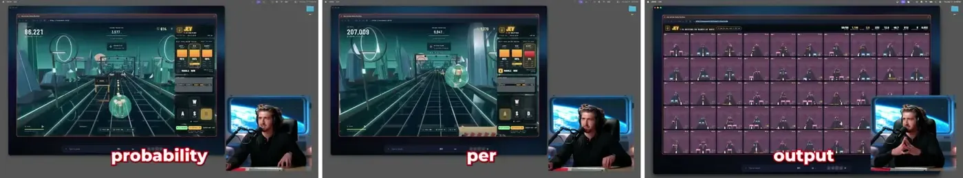 Max Bladeさんの動画より。Subway Surfersを50ゲーム同時に動かす（動画キャプチャ3コマ）