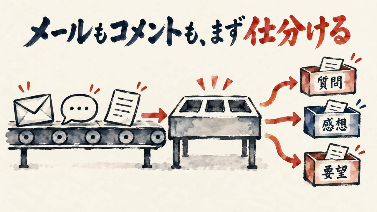 メール・コメント・問い合わせを仕分けることの図解