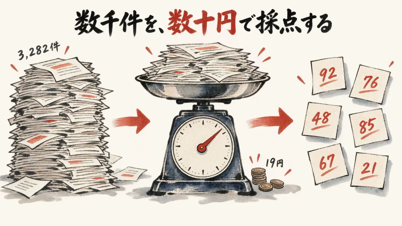 数千件の投稿を数十円で採点することの図解