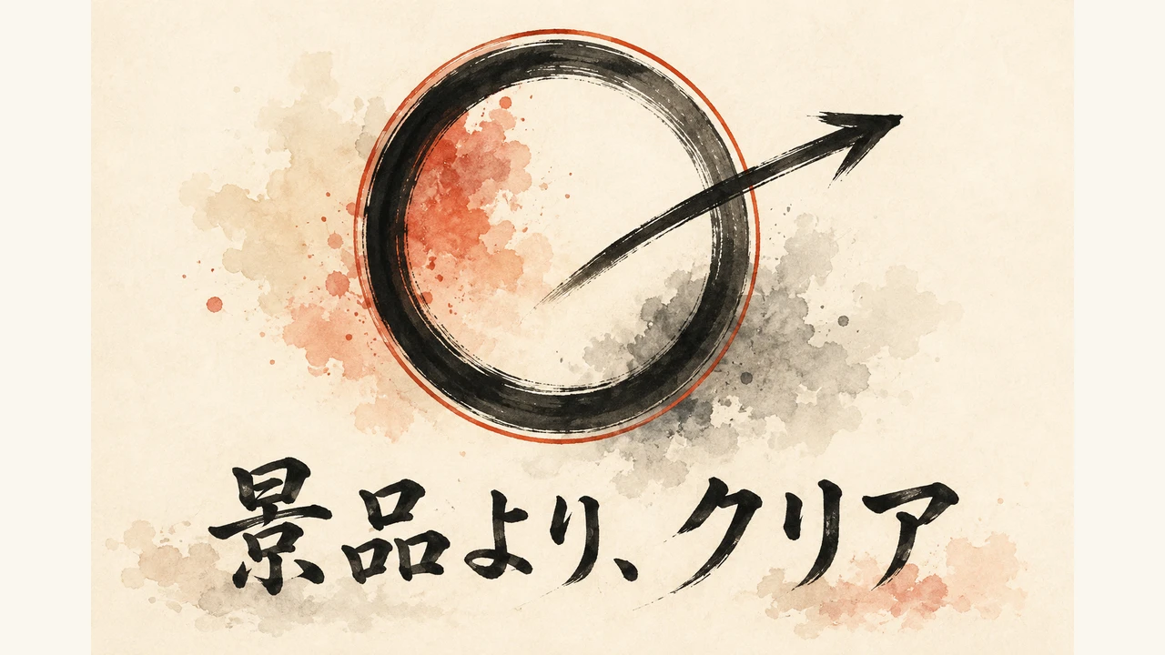 屋上のメダルゲームで景品ではなくクリアを追い求めたことを示す概念図