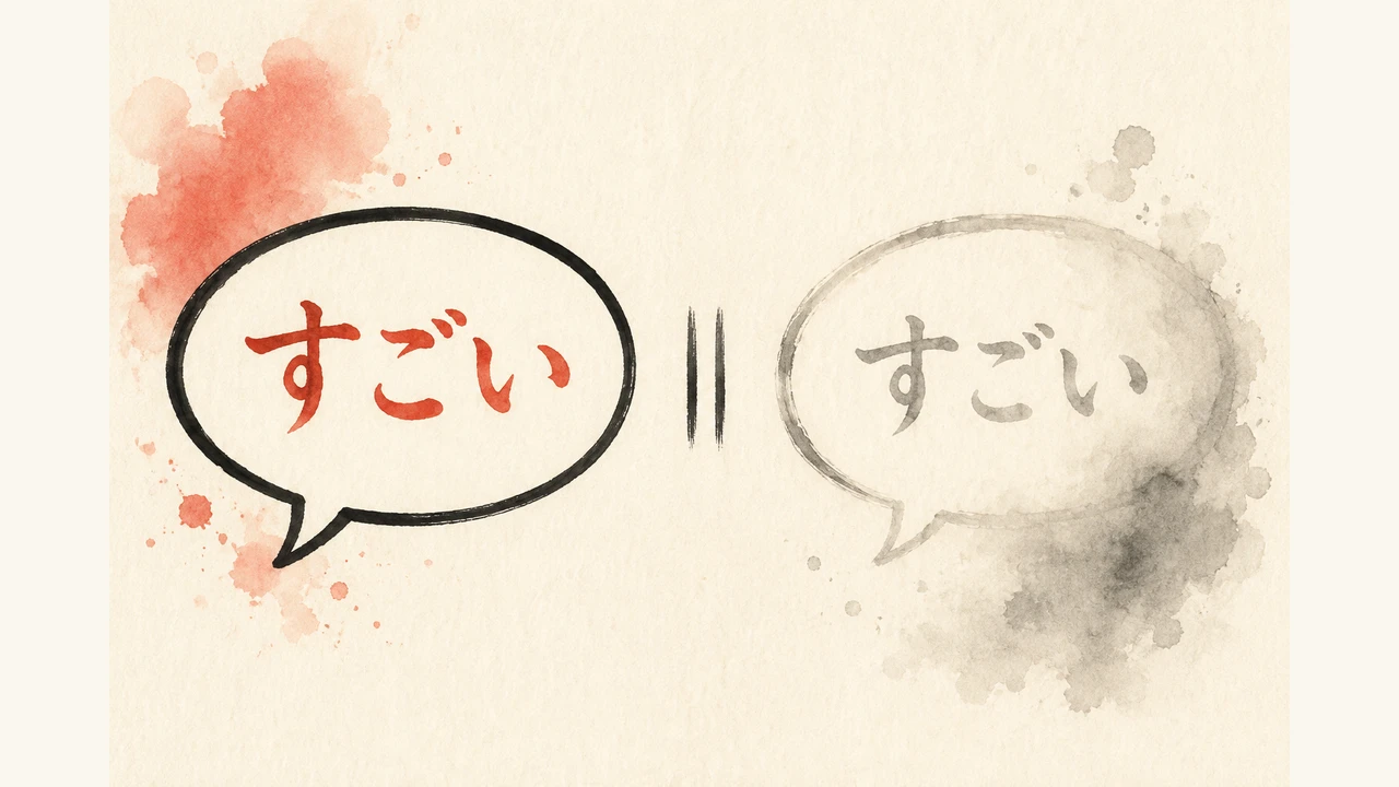 同じ「すごい」という言葉が届く時と届かない時があることを示す概念図