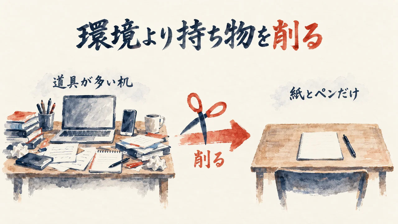 環境より持ち物を削る 紙とペンだけ