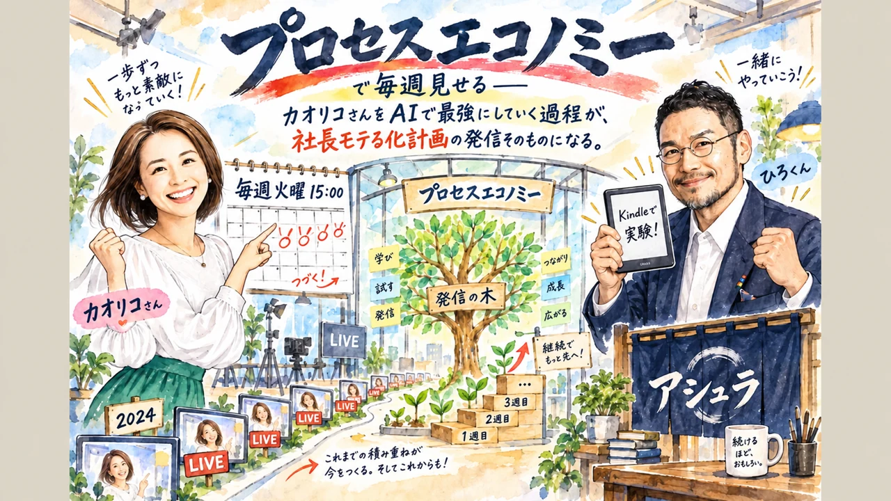 プロセスエコノミーで毎週見せる——カオリコさんをAIで最強にしていく過程が、社長モテる化計画の発信そのものになる グラレコ
