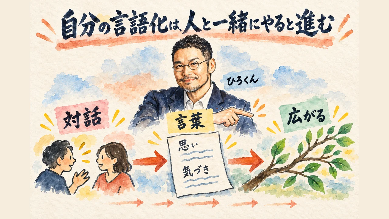 自分の言語化は人と一緒にやると進む まとめ図解