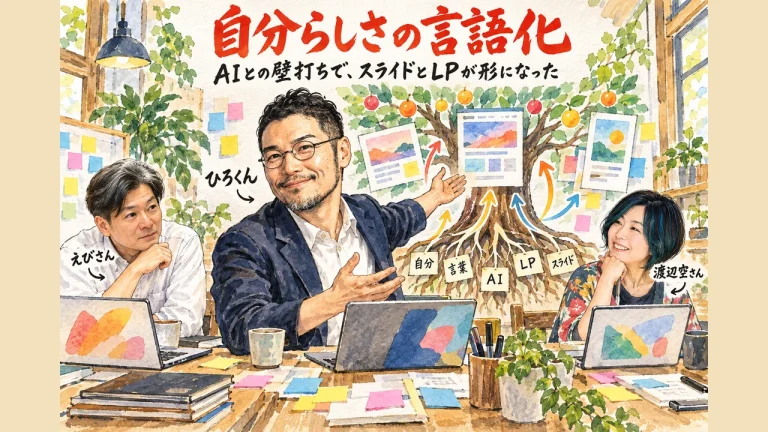 自分らしさの言語化とAIとの壁打ちでスライドとLPが形になった初のリアルワーク会 全体図解