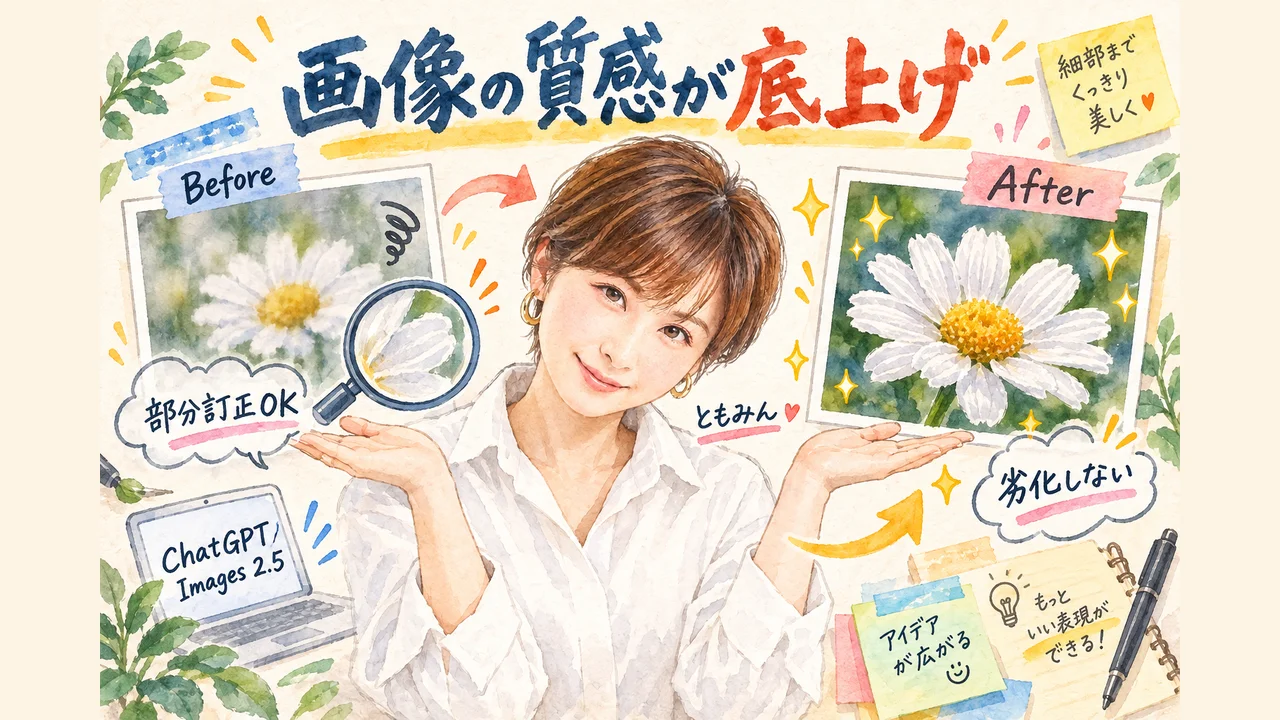 ChatGPT Images 2.5で画質・質感が底上げ、部分訂正しても劣化しない グラレコ