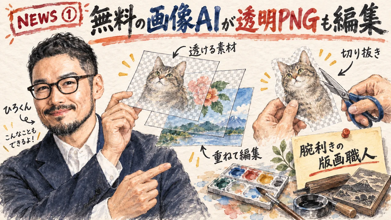 Qwen-Image-2.1で透明PNGの画像素材を作るイメージ