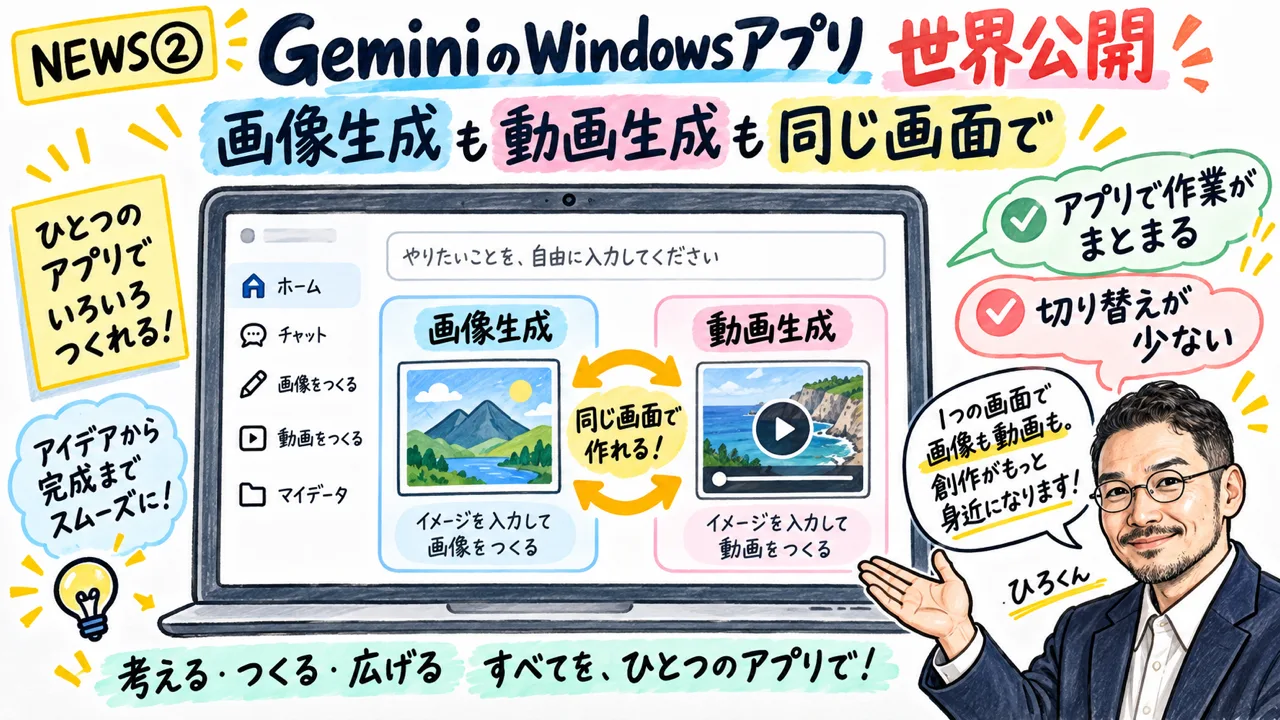 ニュース② Gemini Windowsアプリ グラレコ解説
